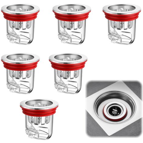 6 Pièces Siphon Douche, Bonde Douche, Clapet Anti Odeur Douche, Dispositif Anti Odeurs pour Drain de Douche et Sol, pour Balcons Cuisines Salles Bains Salles Machines Laver