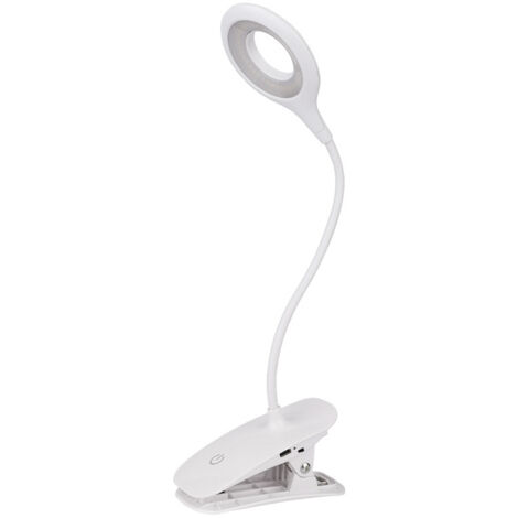 Lampe de Bureau LED, Lampe de Lecture 1200mAh Rechargeable 16 LEDs 3 Luminosité Lampe Pince pour Lit 360° Flexible Lampe de Chevet Tactile sans Fil pour Enfant, Nuit, Étude et Travail