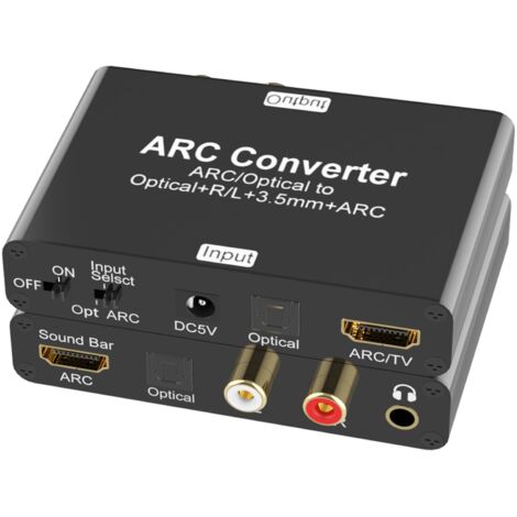 Extracteur audio HDMI ARC convertisseur audio DAC, Tendak ARC/optique Toslink SPDIF vers SPDIF RCA L/R 3,5 mm, adaptateur audio HDMI ARC Audio TV et convertisseur audio numérique 5.1 vers analogique