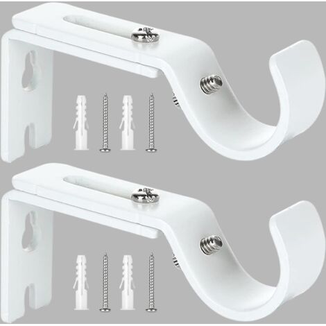 Support de Tringle à Rideau Réglable,2 Pcs Supports Murale Réglables,Support pour Tringle à Rideau,Compatible avec les tringles à rideau d'un diamètre maximal de 20mm-25mm(Blanc)
