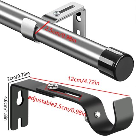 ASelected 12Pcs Supports de Tringle à Rideau Réglables, Supports Murale