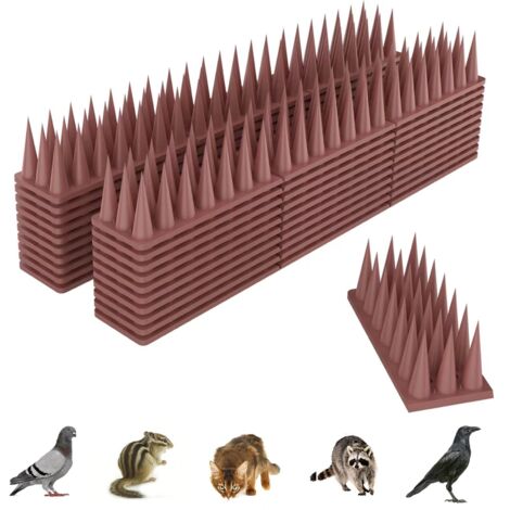 Pic Anti Pigeon, 5.7M Anti Pigeon pour Balcon Plastique, Repulsif Chat Kit, Repulsif Oiseaux pour Effrayer, Corbeaux, Moineaux, Chats - 20 Pièces Brun (1/5)