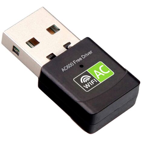 Clé WiFi USB Antenne Adaptateur - Mini Clé WiFi Puissante Récepteur AC 600Mbps Dual Band 2.4G 5GHz, Clé WiFi pour PC de bureau, ordinateur portable, Realtek supporte Windows sans Driver (Driver Free)