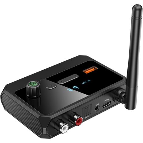 Recepteur Bluetooth 5.3, Contrôle du Volume, Affichage LED, Faible Latence et Réduction du Bruit, Support Optique RCA AUX 3.5mm Jack, Adaptateur Bluetooth pour Appareils Audio