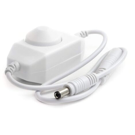 DC 12V-24V 3A LED Strip Dimmer Switch Contrôleur Gradateur Bande LED SMD Gradateur Rotatif Ruban LED COB Commutateur Variateur Dimmable 5,5mm x 2,1mm Jack DC pour Lumières LED, Blanc