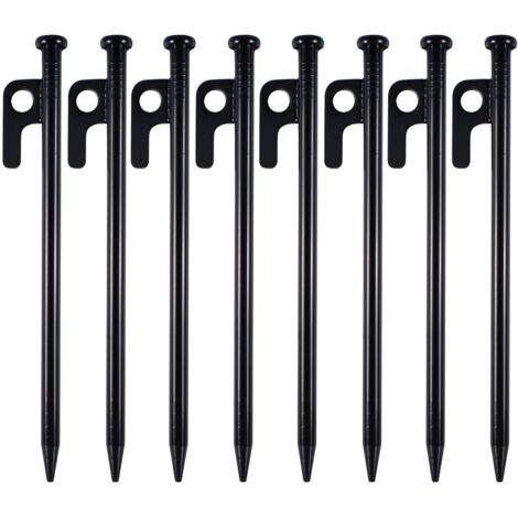 8 Pièces Piquets De Tente Robustes, Sardine pour Tente, Piquets de en MéTal, 20cm Haute Résistance Fer Forgé Enjeux De Tente De Camping avec Crochet Et Trou pour Camping, Auvents de Camping, Jardin