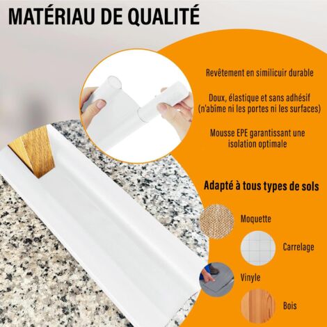 Boudin De Porte Isolant Ajustable 93 Cm - Anti-courant D'air, Isolation Thermique Et Phonique, Blanc