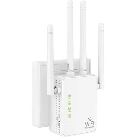 Répéteur WiFi, 1200Mbps Double Bande 2.4G/5G Extension Wi-FI, 4 Antenne Amplificateur Wi-FI, Internet Enhancer pour Le Bureau et la Maison - 2 Port Ethernet Améliorer Le Signal réseau (1/5)