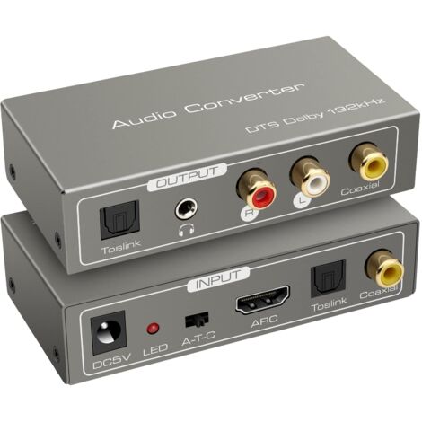 Adaptateur HDMI ARC Numérique Analogique Convertisseur Audio Extractor vers SPDIF Coaxial Optique RCA L R Sortie Stéréo 3.5 mm pour Amplificateur Barre de Son Projecteurs etc