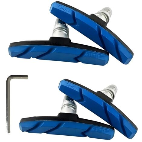 Lot de 2 Paires de Plaquettes de Frein de vélo avec Outil d'installation, 70 mm, en Caoutchouc, V-Brake pour étrier de Frein de vélo, 2 pairs Blue