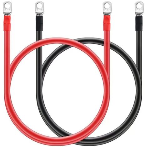 Câble de Batterie,50cm Câbles D'onduleur de Batterie, Câble de Batterie Automatique 16mm² 5AWG 12V avec Cosses à Anneau Fil de Cuivre pour Camion,Auto, Moto, Camping-Car,Marine, Solaire