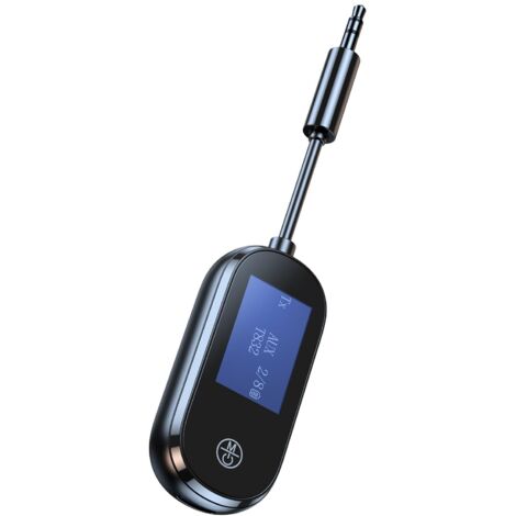 Transmetteur Recepteur Bluetooth 5.3, Adaptateur Audio sans Fil AUX Jack 3.5mm avec Écran LCD Recepteur Bluetooth pour Voiture,Appel Main Libre, Emetteur pour TV/PC/Voyage en Avion
