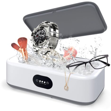 Nettoyeur Ultrasons, 640ml 49000HZ Bac Ultrasons, 40W Nettoyeur Ultrason Bijoux, Nettoyeur à Ultrasons avec 3 Réglages de Temps pour Nettoyage des Bijoux Lunettes Montres Prothèses Dentaires