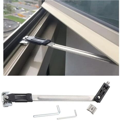 Aimoonsa – Limiteur de fenêtre en acier inoxydable – Verrouillage sans perçage – Compatible uPVC, aluminium – Butée de fenêtre anti-vent