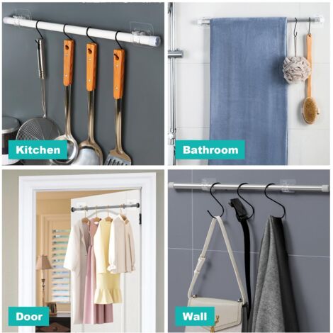 Fyihoxi Lot 10 Supports Tringle Rideaux Sans Percer – Adhésifs Transparents 3M, Crochets Auto-Collants Pour Rideaux Cuisine Salle De Bain – Diamètre 1-2 Cm