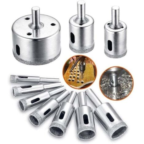 Lot de 10 forets diamants pour cramique, verre, porcelaine, carrelage - 8 mm 50 mm (1/5)