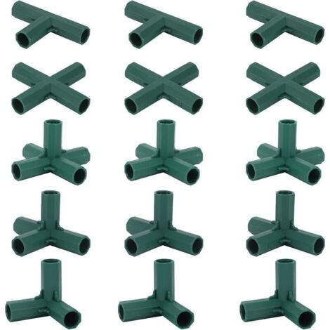 Lot de 15 connecteurs de cadre de jardin de 16 mm, 5 types de supports stables pour supports de fleurs et serres (1/5)