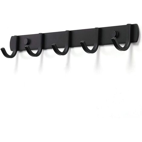 Porte Manteau Mural, Patres Porte Manteaux Design En Acier Inoxydable, Patres Salle De Bains Solide pour Chambre Bureau Noir (5 Hook)