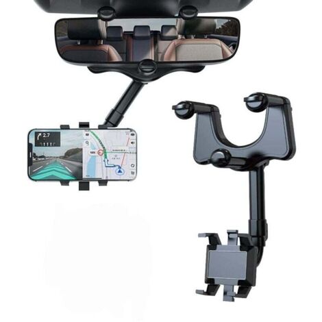 Support de tlphone de Voiture pour rtroviseur, Auto Support Tlphone Voiture Rotatif et Rtractable 360 pour Tous Les Smartphones (1/5)