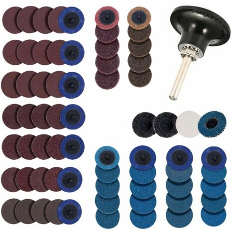 71 pices 2 pouces disques de ponage ensemble nettoyage conditionnement rouleau verrouillage disque rouille peinture enlvement avec 1/4 \'\'disque support pour meuleuse