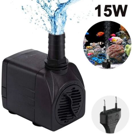 Pompe submersible, Pompe fontaine,pompe eau ultra silencieuse avec avec cordon d\'alimentation de 5 pieds, 1buses pour aquarium, aquarium, statuaire, culture hydroponique, 15W (1/5)
