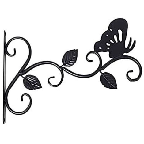 Lot De 1 Supports Pour Plantes Suspendues,Suspension Mural Crochet Plante En Mtal, Suspension D\'accessoires Pour Plantes Antirouille Et Robuste En Forme De Papillon, Noir