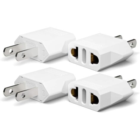 4 Pièces Adaptateur Prise USA de Voyage, France vers US Adapter, Adaptateur USA Prise Allemagne Prise Europe Amérique/Canada/Mexique/Italie/Suisse/Brésil-Blanc