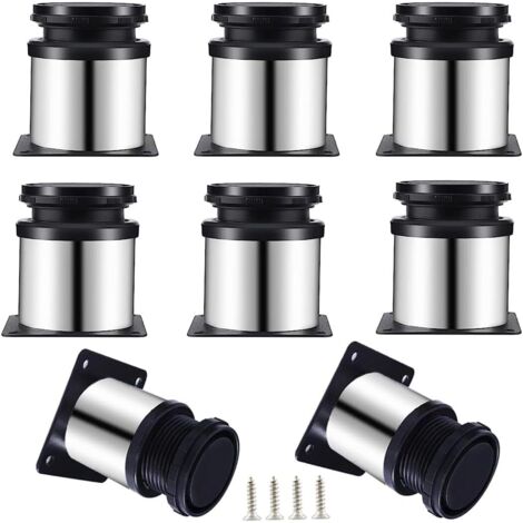 Lot de 8 pieds de meubles réglables en acier inoxydable - 50 x 60 mm - Pieds de table, d'établi