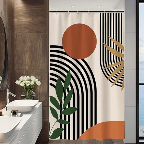 DESIGN Rideau De Douche Salle De Bain Textile Rideau Anti-moisissure Effet Lavable Rideau Douche Rideau 12 Anneaux 92140759