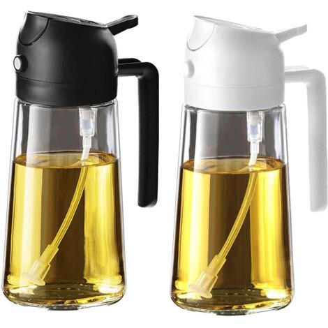 Spray Huile Cuisine 470ml – Vaporisateur Huile Air Fryer 2-en-1 pour Cuisson, Salades, Vinaigre et Accessoire Cuisine - Noir&Blanc