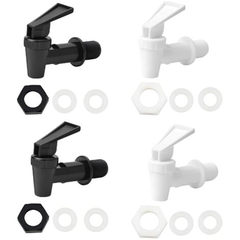 Robinet distributeur de boissons en verre 4 pièces, robinet distributeur de boissons étanche en PP pour les barbecues, les pique-niques, les fêtes au bord de la piscine (2 Noirs + 2 Blancs)