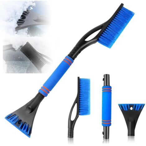 Grattoir à Glace et Brosse à Neige,Brosse à Neige pour Voiture,2 en 1 Grattoir à Glace et Brosse à Neige,Gratte Pare Brise,avec poignée en Mousse antidérapante,pour Voitures(Bleu)