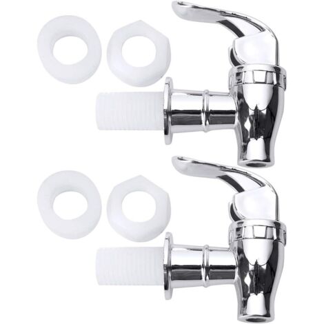 Lot de 2 robinets de baril en acier inoxydable pour distributeur de vin, remplacement pour bouteilles de boissons, canettes de bière, cafetière, seau à lait, argent B 17 mm