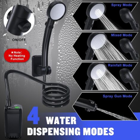 Douche De Camping Portable NMM Avec Pompe Et Batterie 6000 MAh - Affichage Température, Autonomie 130 Min, 2 M De Tuyau