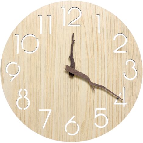 Horloge Murale Silencieuse Pendules Murales: Horloge Murale Bois Sans, Horloge Murale Design Moderne, Pendule Murale 3D, Wall Clock Déco pour Cuisine Bureau Salon Chambre, 30 cm (12 Pouces)