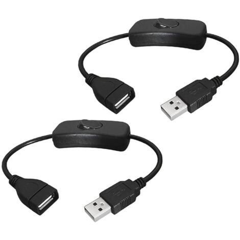 2 Pièces Câble USB mâle vers femelle avec interrupteur marche/arrêt,interrupteur à bascule en ligne d'extension USB pour enregistreur de conduite,lampe de bureau LED,ventilateur USB,bandes LED
