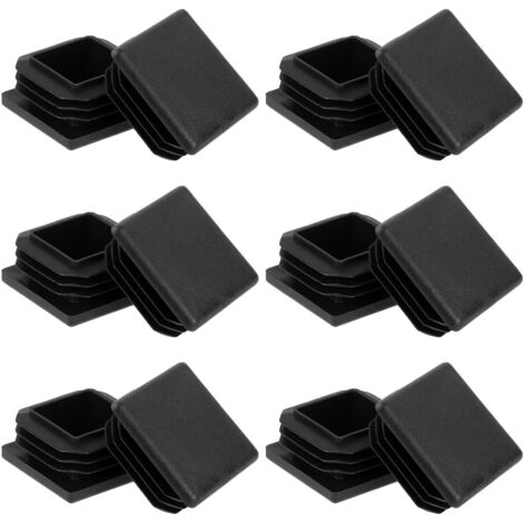 Lot de 12 embouts carrés à lamelles - 40 x 40 mm - Noir - Pour tube carré, produits en métal, chaises, étagères (1/5)