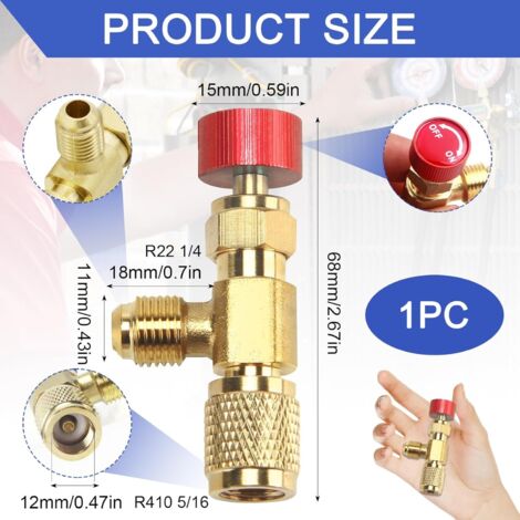 R410A Adaptateur 1/4 pouce - 5/16 pouce Vanne Régulation R410A Adaptateur 1/4 pouce - 5/16 pouce Vanne Régulation