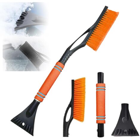 Grattoir à glace et brosse à neige 2 en 1, brosse à neige pour voiture, grattoir à glace automatique, brosse à neige, amovible, balai de neige, couleur orange, (1/5)