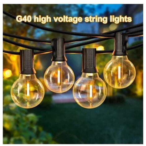 15M Guirlande Lumineuse Extérieure LED avec 25 Ampoules E27 G40 en Plastique IP44 Étanche Guirlande pour Jardin Cour Patio Noël (1/4)