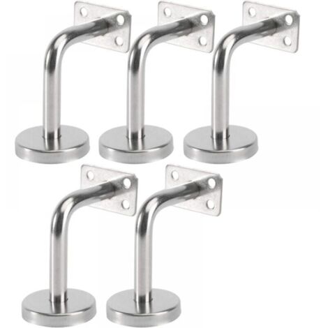 Lot de 5 Support Main Courante Inox - Murale Supports de Main Courante pour Escalier Exterieur Intérieur, Rampe Escalier Bois, Rail D\'escalier (6x8x5cm/2.7x3.1x2.0in)Sans vis