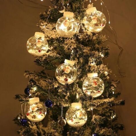 Guirlande Lumineuse à Bulles De Noël DIY - 2x2 M, LED, Avec Figurines (Père Noël, Sapin...) - À Piles