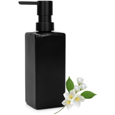 Distributeur de savon, de liquide vaisselle, avec plateau, distributeur de savon et de liquide vaisselle, distributeur de shampoing, 350 ml, noir pour cuisine et douche