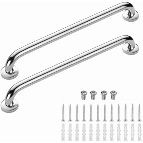 Lot de 2 Barre D\'Appui wc, Acier Inox Maintien Poignée Douche, 90cm Barre d\'Appui Salle de Bain Coudée, Barres Douche, Baignoire Main Courante Inoxydable Âgées/Handicapées/Enfants