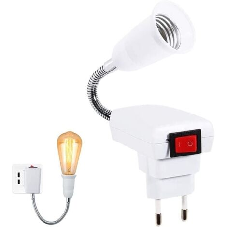 Douille E27 avec Interrupteur sans Fil,360 degrés réglable Porte Lumière de l\'Ampoule LED pour Bureau Chambre Cuisine Lampe Murale, Lampe de Lecture au Lit (sans ampoule)