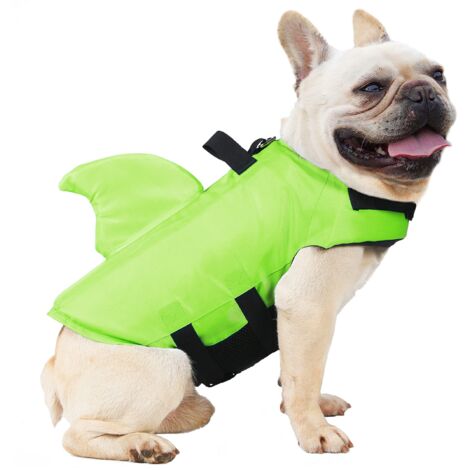 Gilet de sauvetage pour chien, gilet de sécurité, bouée de sauvetage pour chiot, costume de natation pour chien de petite et moyenne taille (M, vert)