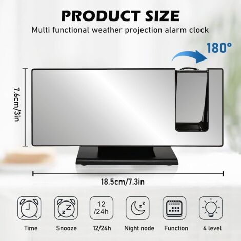 Cuteefun Reveil Projecteur Plafond, Réveil Miroir avec Écran LED
