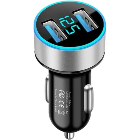 Accessoires de Voiture Double USB Affichage numérique Chargeur de Voiture Portable Allume-Cigare de Voiture avec Affichage LED Chargeur de Voiture
