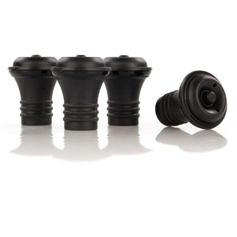 Bouchons pour pompe à vide  Lot de 4  Conservation du vin jusqu'à 7 jours  Joint hermétique et anti-fuite  Faciles à nettoyer  Anti-goutte  Noirs, petits, en silicone