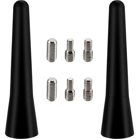Pièces 6.5cm Mini Antenne Voiture Courte, FM/AM Tige d'antenne de Voiture, Mini Antenne de Voiture Universelle, avec 6 Vis M4/M5/M6, pour la Réception Radio FM/AM